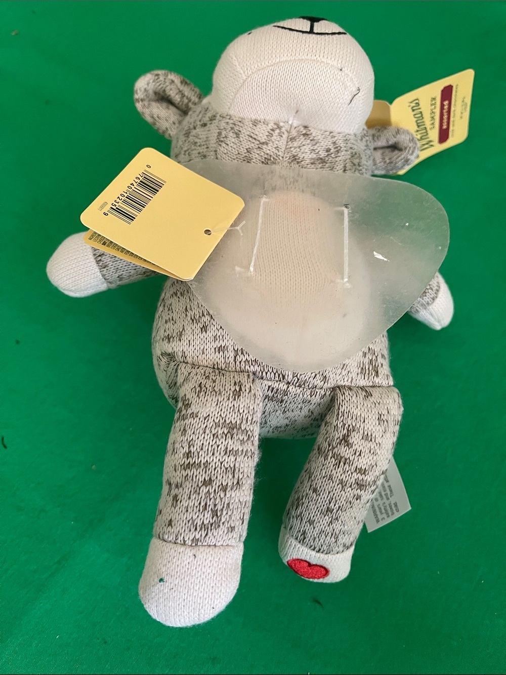 Ty Gray Knit Sock Monkey with Red Heart Accent